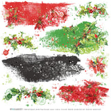 Add a festive touch to your home with this Christmas Spectacular 2023 rub-on transfer sheet. Featuring a beautiful assortment of washed laces and holiday florals, it's sure to bring a unique and beautiful effect to any clean surface. Easily apply the 12x12 inch sheet to your project for a vibrant, eye-catching finish