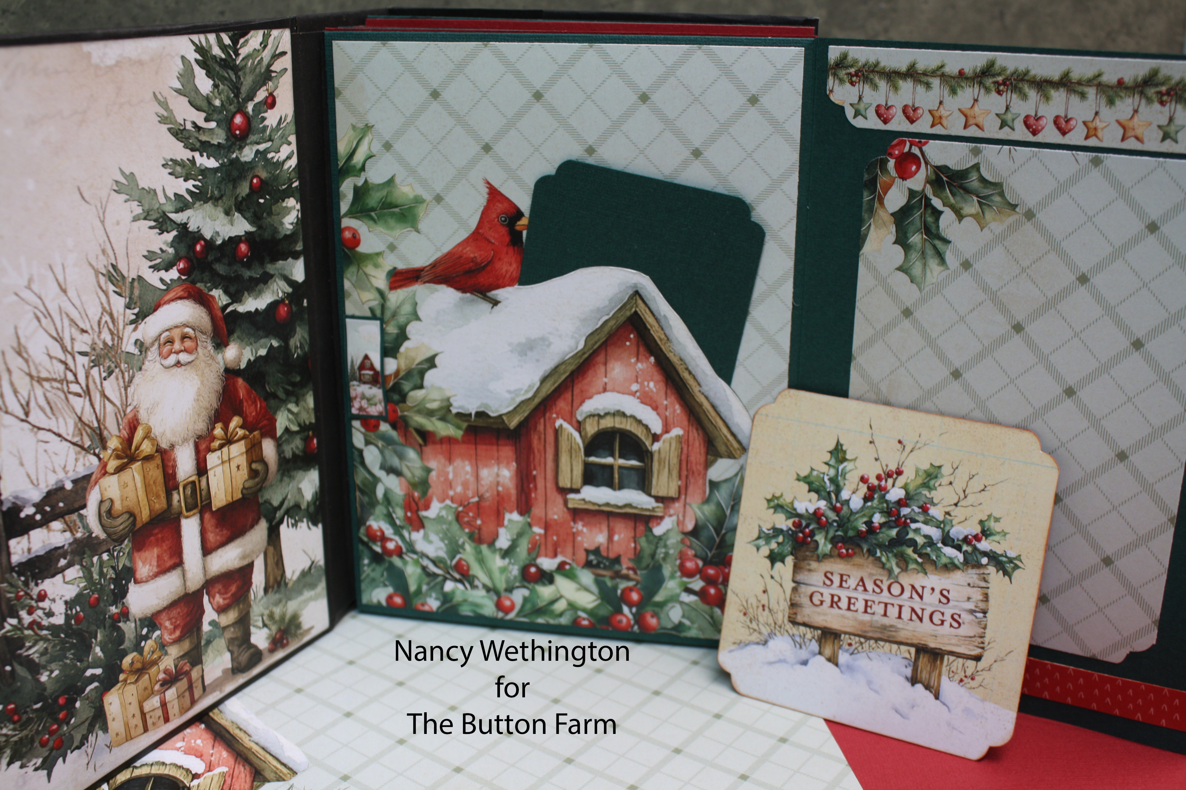 Paper Rose Christmas Tree Farm Mini-Book & Card Holder  by Nancy Wethington