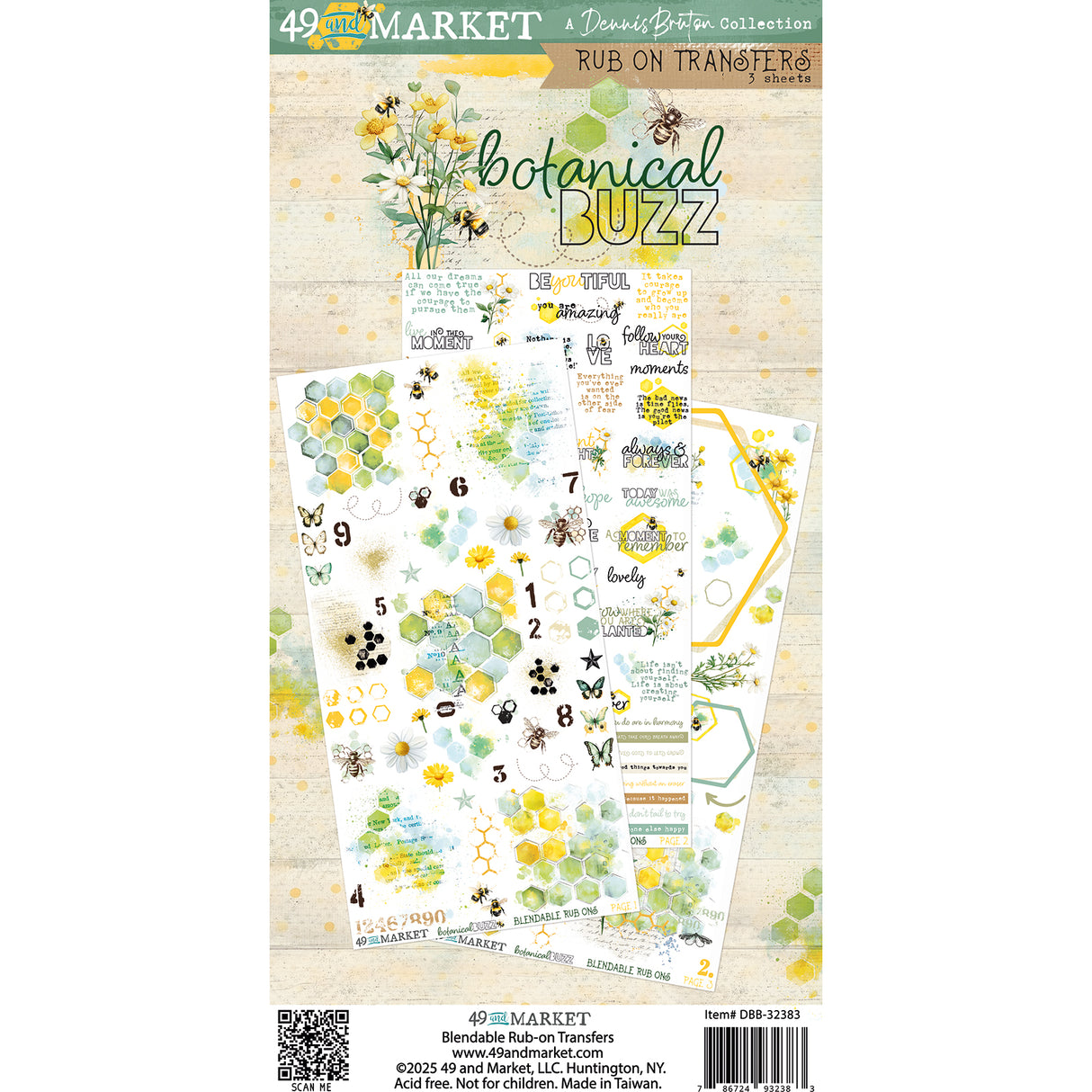 Botanical Buzz- Rub-On Transfer Set 6x12