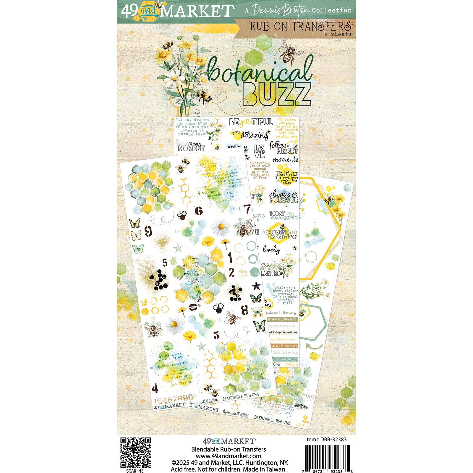Botanical Buzz- Rub-On Transfer Set 6x12