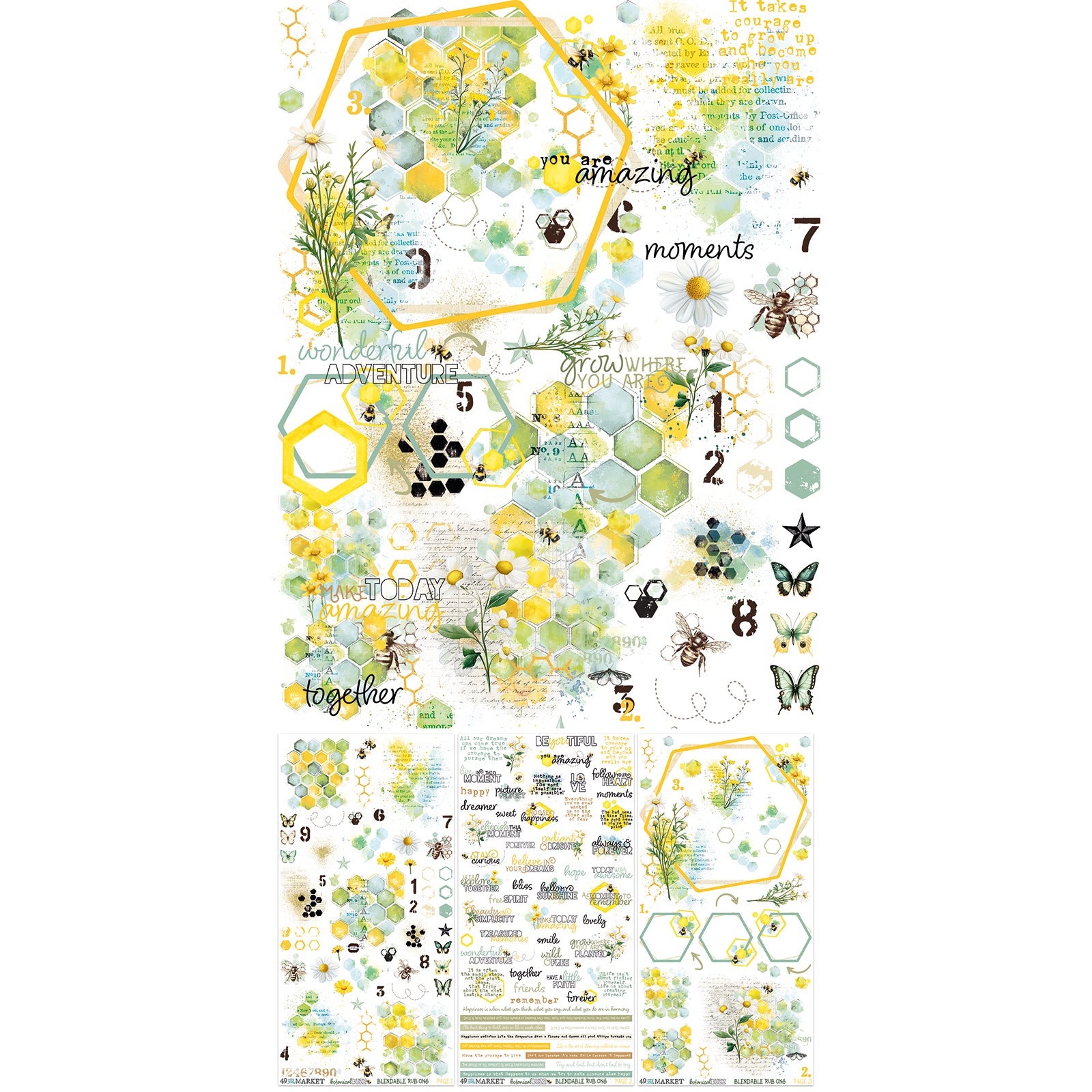 Botanical Buzz- Rub-On Transfer Set 6x12
