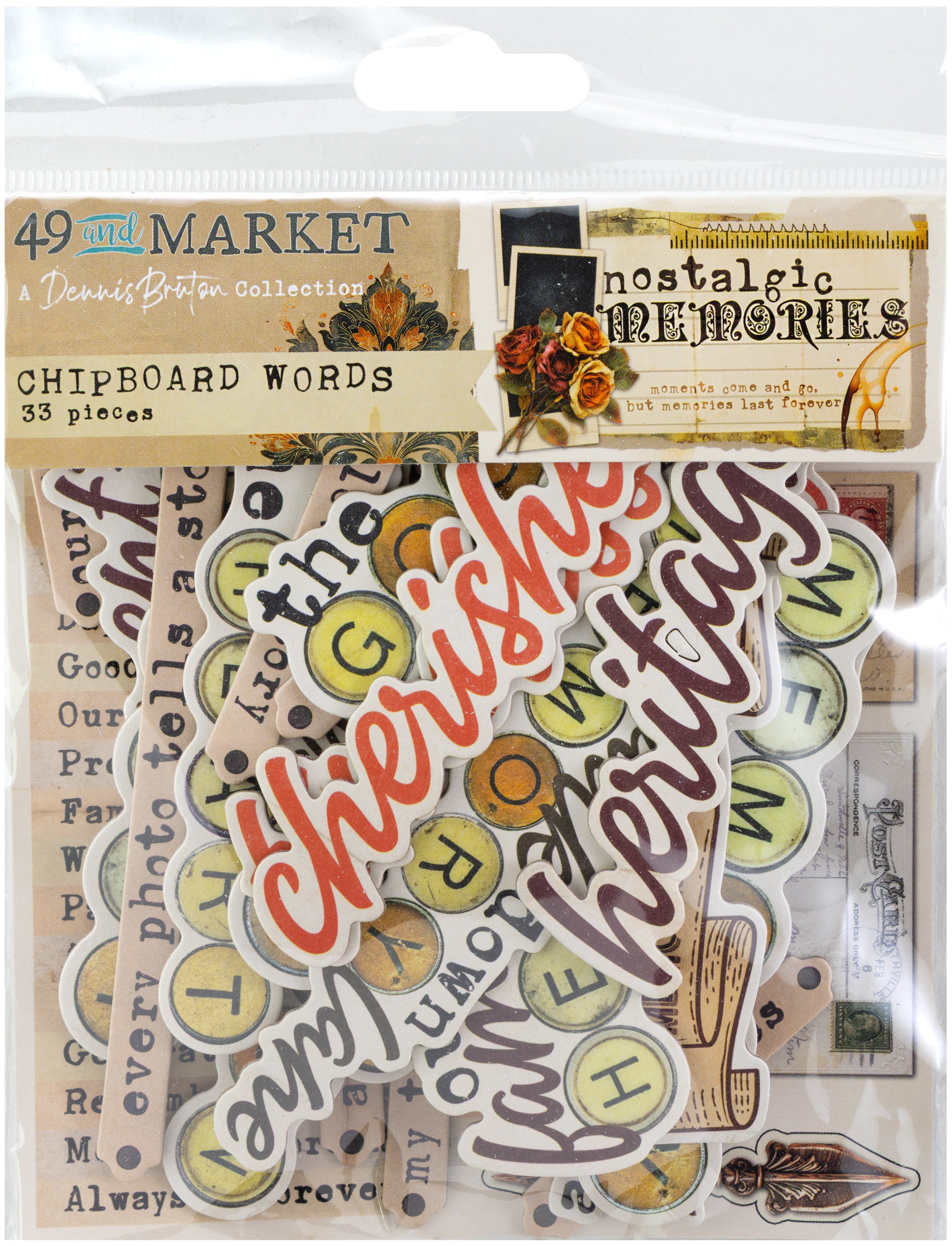 49 and Market Chipboard Words - Nostalgic Memories (Dennis Bruton)