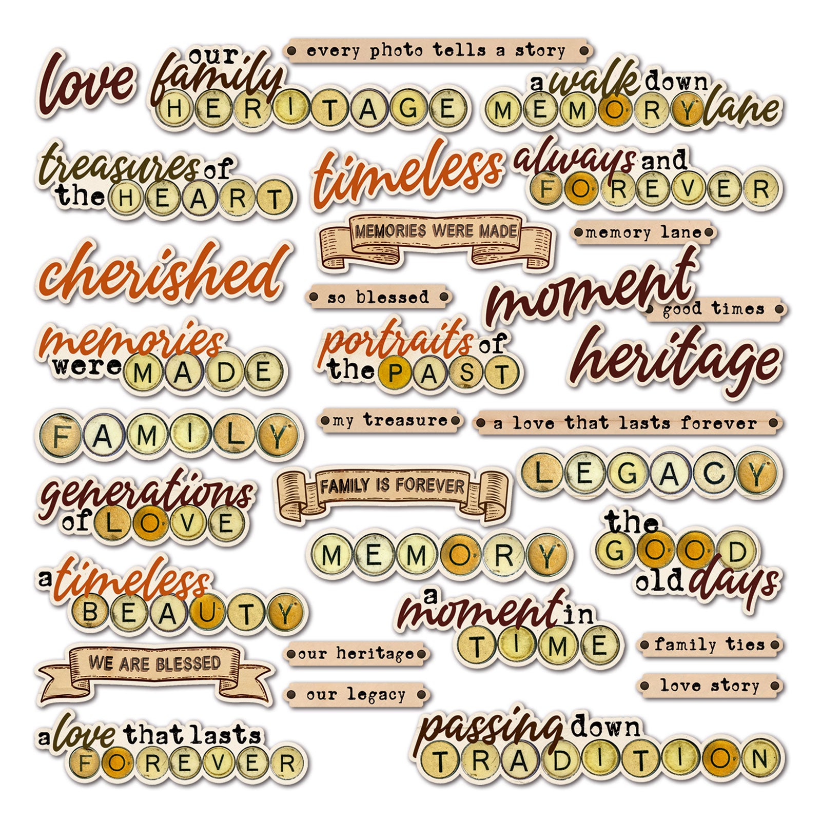 49 and Market Chipboard Words - Nostalgic Memories (Dennis Bruton)