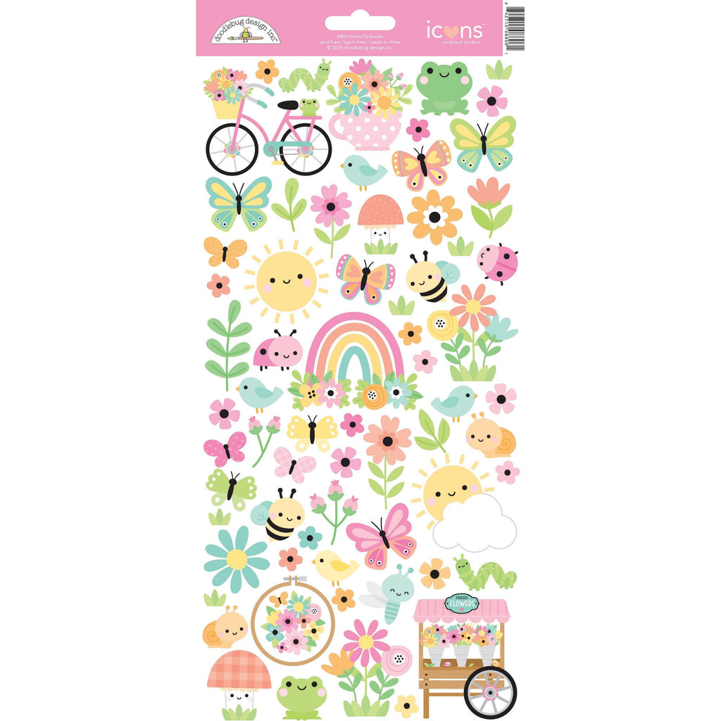 Doodlebug Cardstock Stickers Icons, Butterfly Kisses