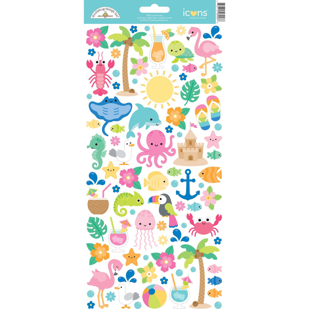 Doodlebug Icon Sticker Sheet - Summer Fun