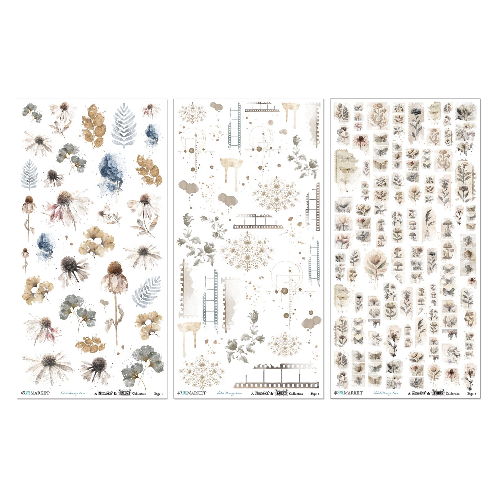49 and Market 6 x12 Essential Rub-on Transfer Set - Faded Memory Lane