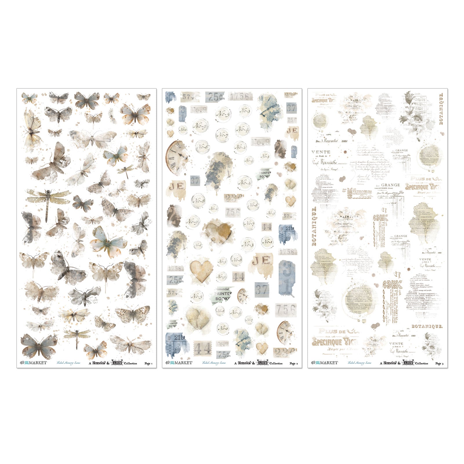 49 and Market 6 x12 Blendable Rub-on Transfer Set - Faded Memory Lane