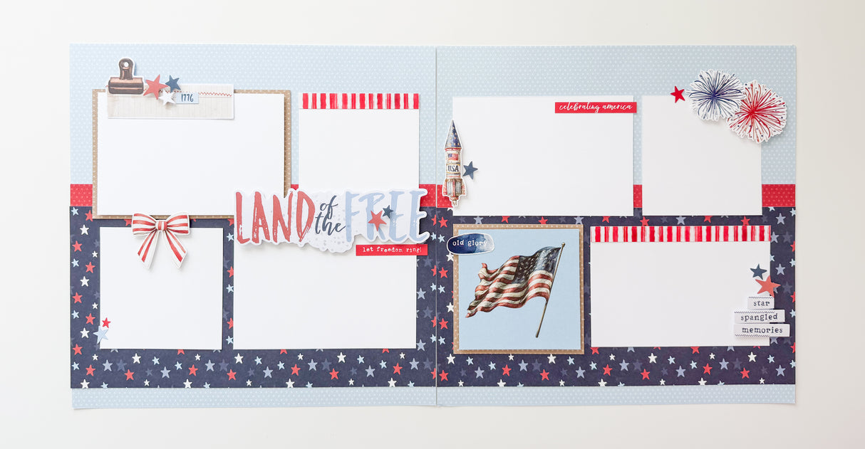 SIMPLE STORIES Land of the Free Layouts PAGE KIT