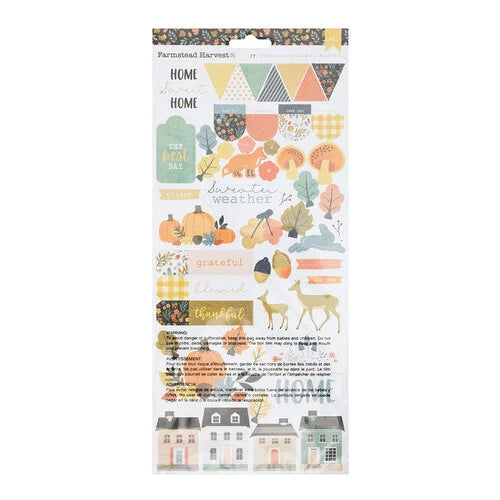 Farmstead Harvest Collection - 6 x 12 Cardstock Stickers with Gold Foil Accents