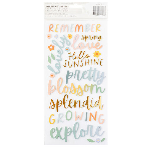 Pebbles - Sunny Bloom Collection - Foam Stickers - Phrase