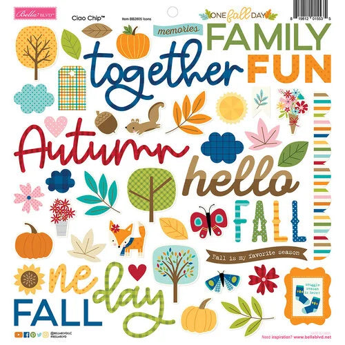 Bella Blvd - One Fall Day Collection - Chipboard Stickers - Ciao Icons