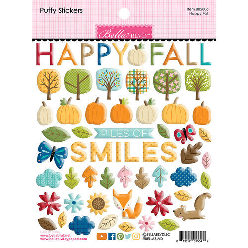 Bella Blvd - One Fall Day Collection - Puffy Stickers - Happy Fall