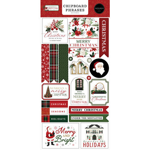 A Wonderful Christmas Collection - Chipboard Embellishments - Phrases
