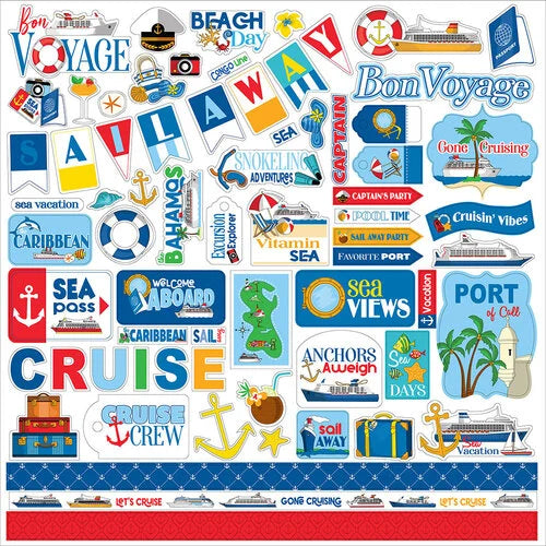 Bon Voyage Collection - 12x12 Cardstock Sticker Sheet