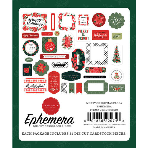 Christmas Flora Collection - Merry - Ephemera