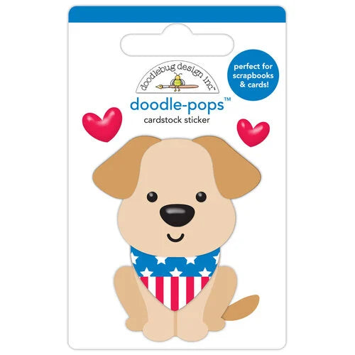 Doodle-Pops 3D Cardstock Sticker - Patriotic Puppy