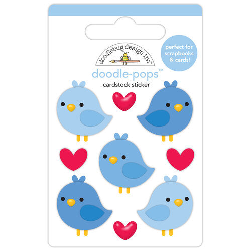 Doodle-Pops 3D Cardstock Sticker - Blue Birds