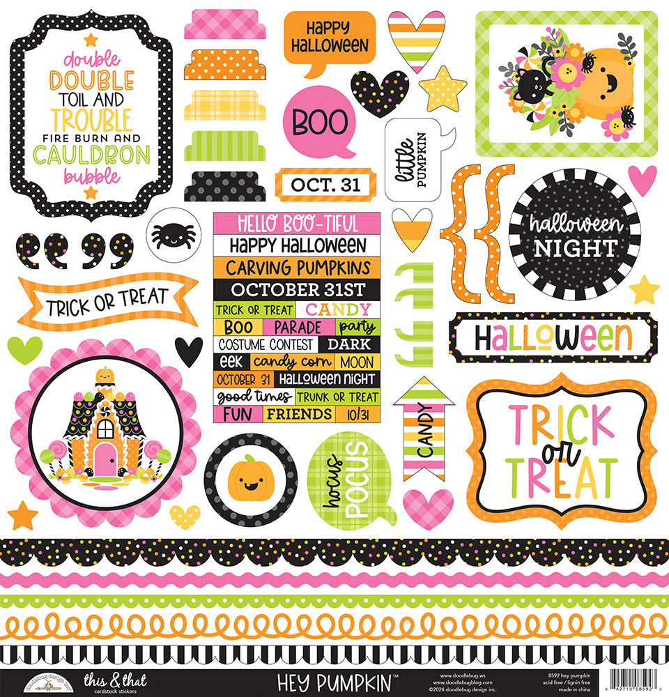 Hey Pumpkin Collection - 12 x 12 Cardstock Stickers - This and That