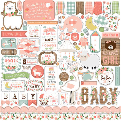 Baby Girl Collection - 12 x 12 Cardstock Stickers