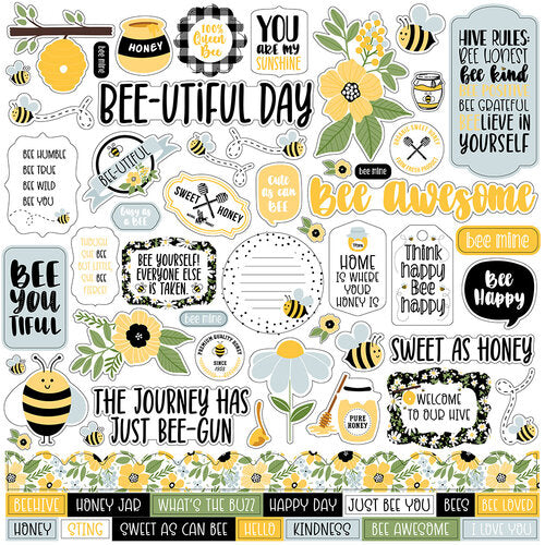 Bee Happy Collection - 12 x 12 Cardstock Stickers