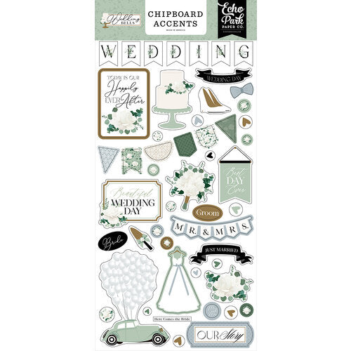 Wedding Bells Collection - Chipboard Embellishments - Accents