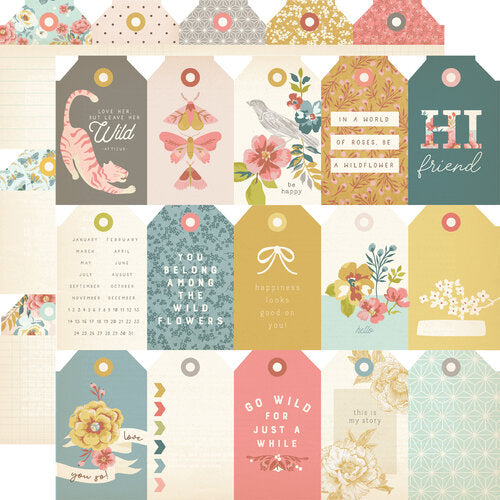 Wildflower Collection - 12 x 12 Double Sided Paper - Tag Elements