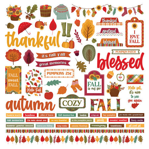 Autumn Vibes Collection - 12 x 12 Cardstock Stickers