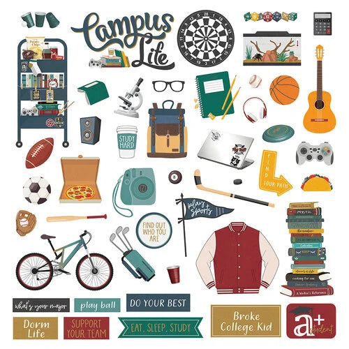 Campus Life Collection - Boy - 12 x 12 Cardstock Stickers