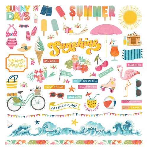 Sweet Sunshine Collection - 12 x 12 Cardstock Stickers