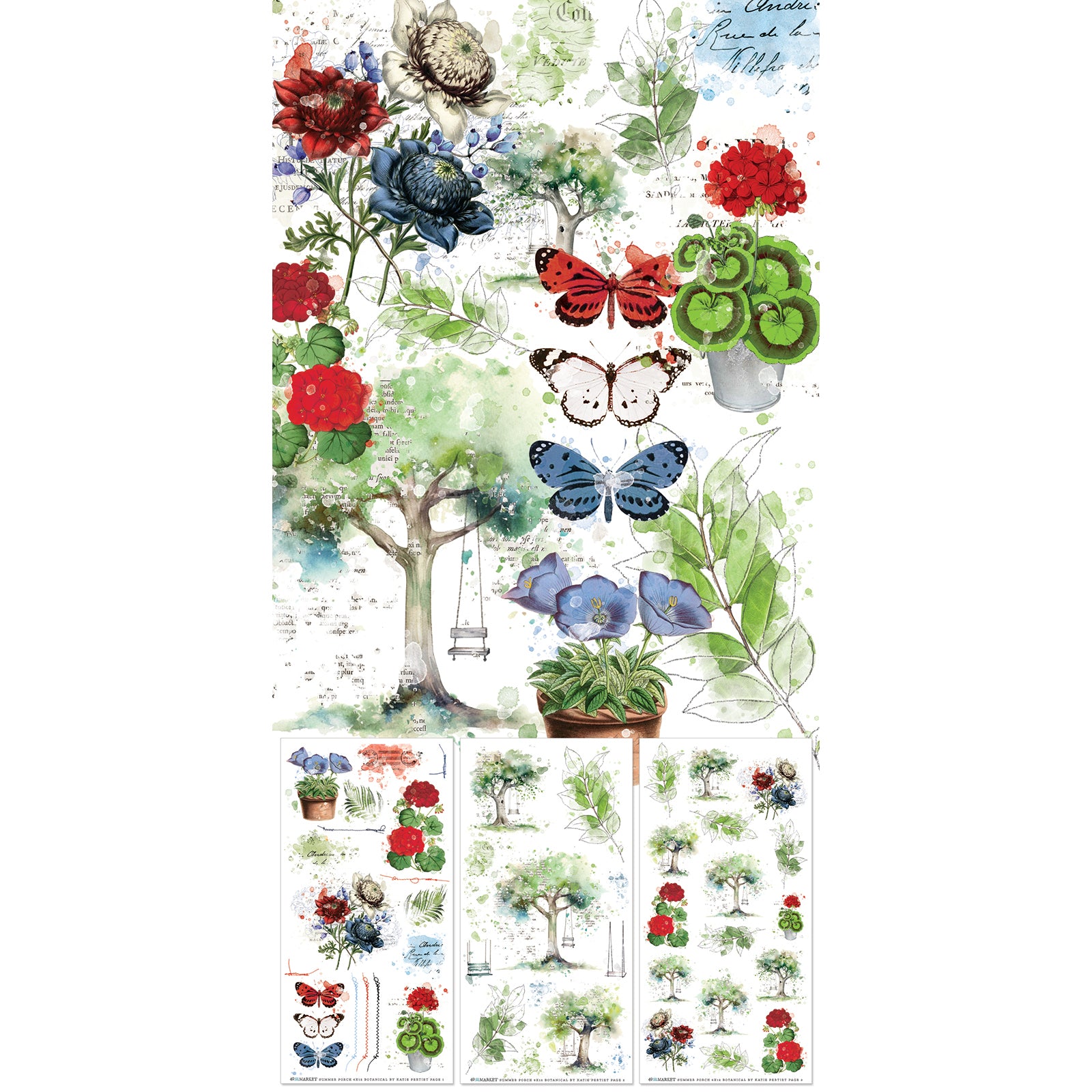 Summer Porch Botanical Rub-on Transfer Set