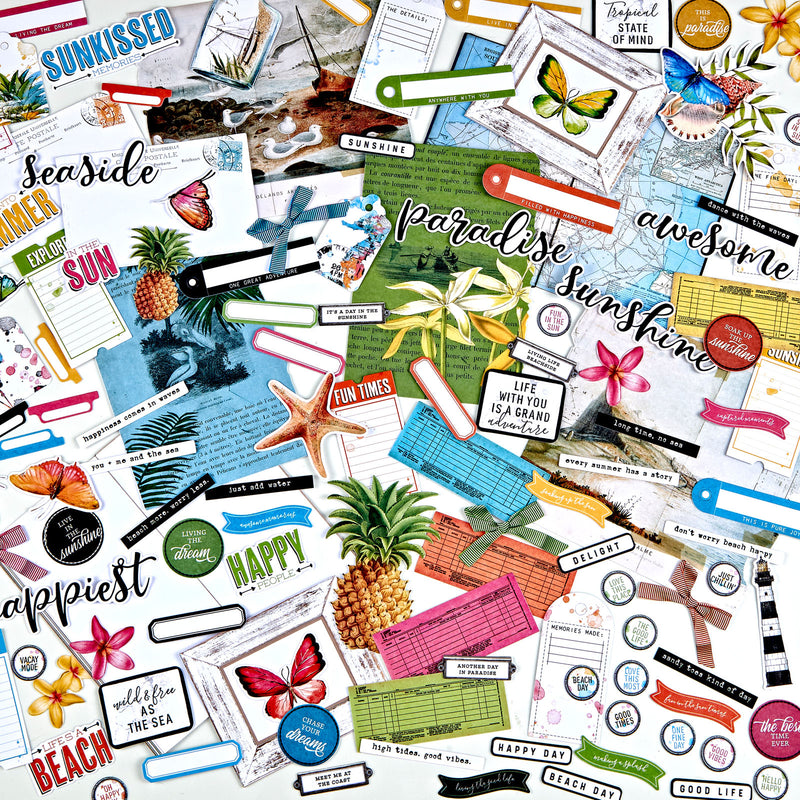 This unique Vintage Artistry Sunburst Ephemera Bits pack provides a range of 123 die-cut pieces to make crafting effortless. Heavyweight cardstock pieces include titles, word strips, flowers, bows, tickets, postcards, and more, for endless creative possibilities. Create beautiful projects with ease by layering these pieces on any crafting project.