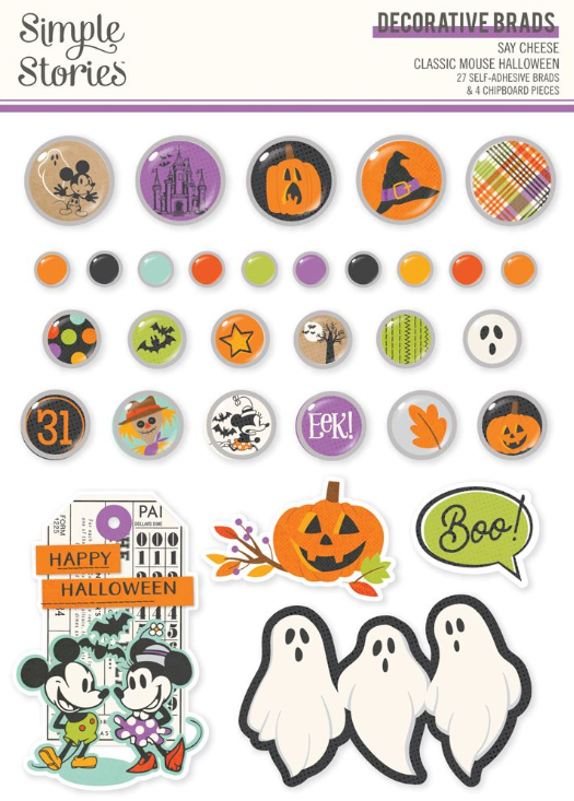 Simple Stories Say Cheese Classic Mouse Halloween Decorative Brads **PRE-ORDER**