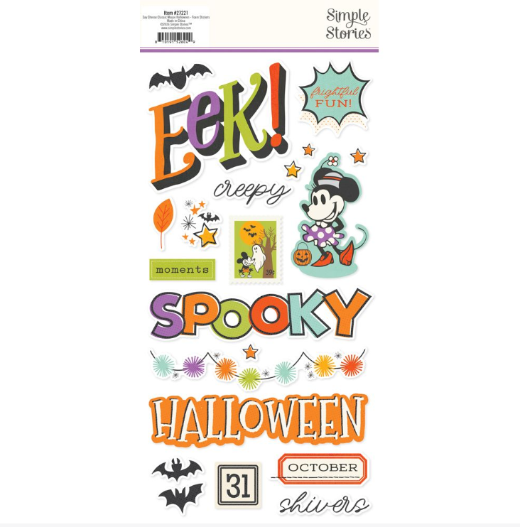 Simple Stories Say Cheese Classic Mouse Halloween Foam Stickers **PRE-ORDER**