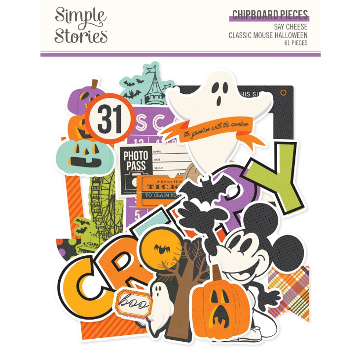 Simple Stories Say Cheese Classic Mouse Halloween Chipboard Pieces **PRE-ORDER**
