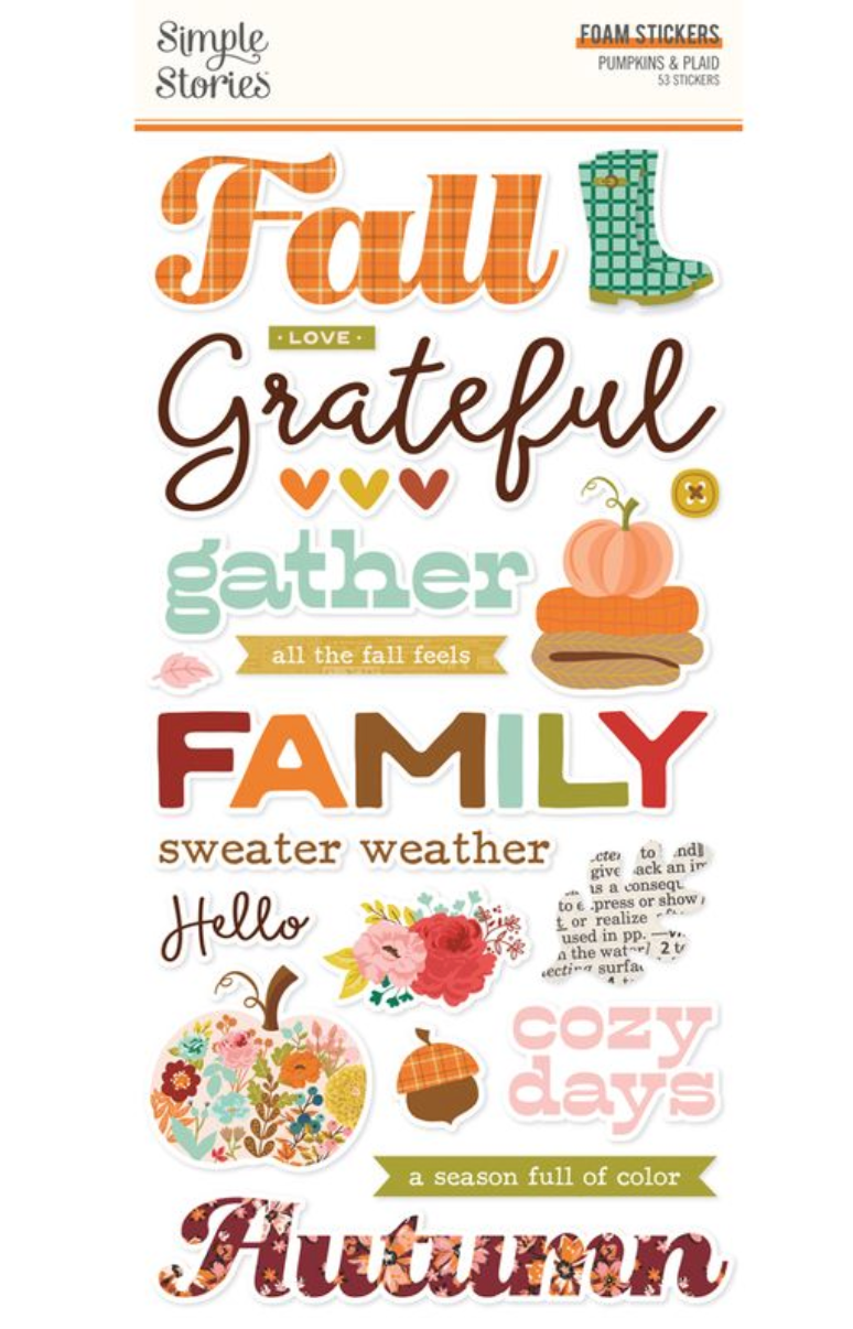 Simple StoriesPumpkins and Plaid Foam Stickers **PRE-ORDER**