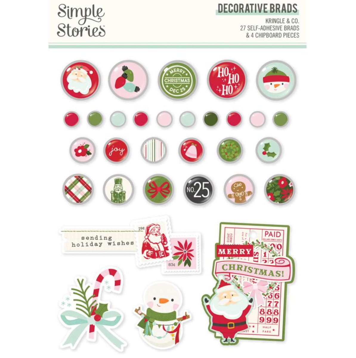 Simple Stories Kringle and Co Decorative Brads **PRE-ORDER**