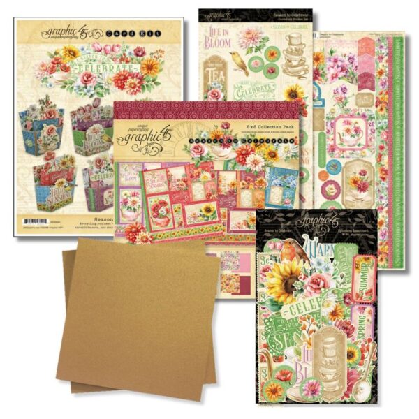 Graphic 45 Card Class Series Vol 8 2024 - Season to Celebrate Bouquet Pop-up Card Set