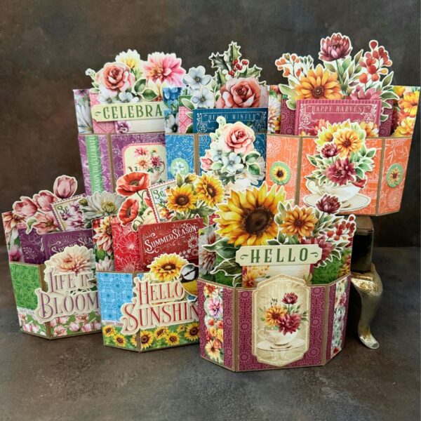 Graphic 45 Card Class Series Vol 8 2024 - Season to Celebrate Bouquet Pop-up Card Set