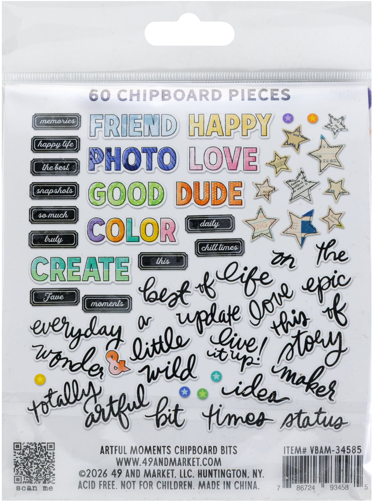 49 and Market Chipboard Sentiments - Artful Moments