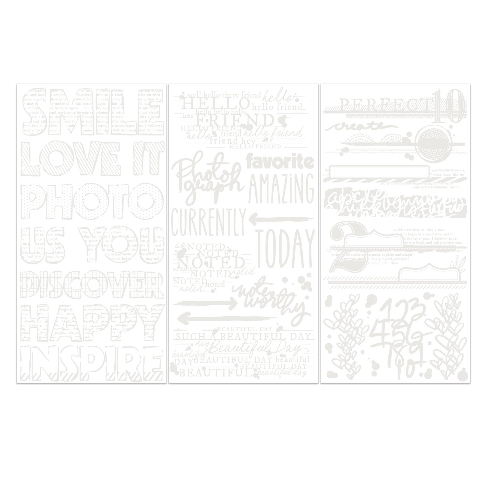 Irresistible Artful Words Rub-on Transfer Set