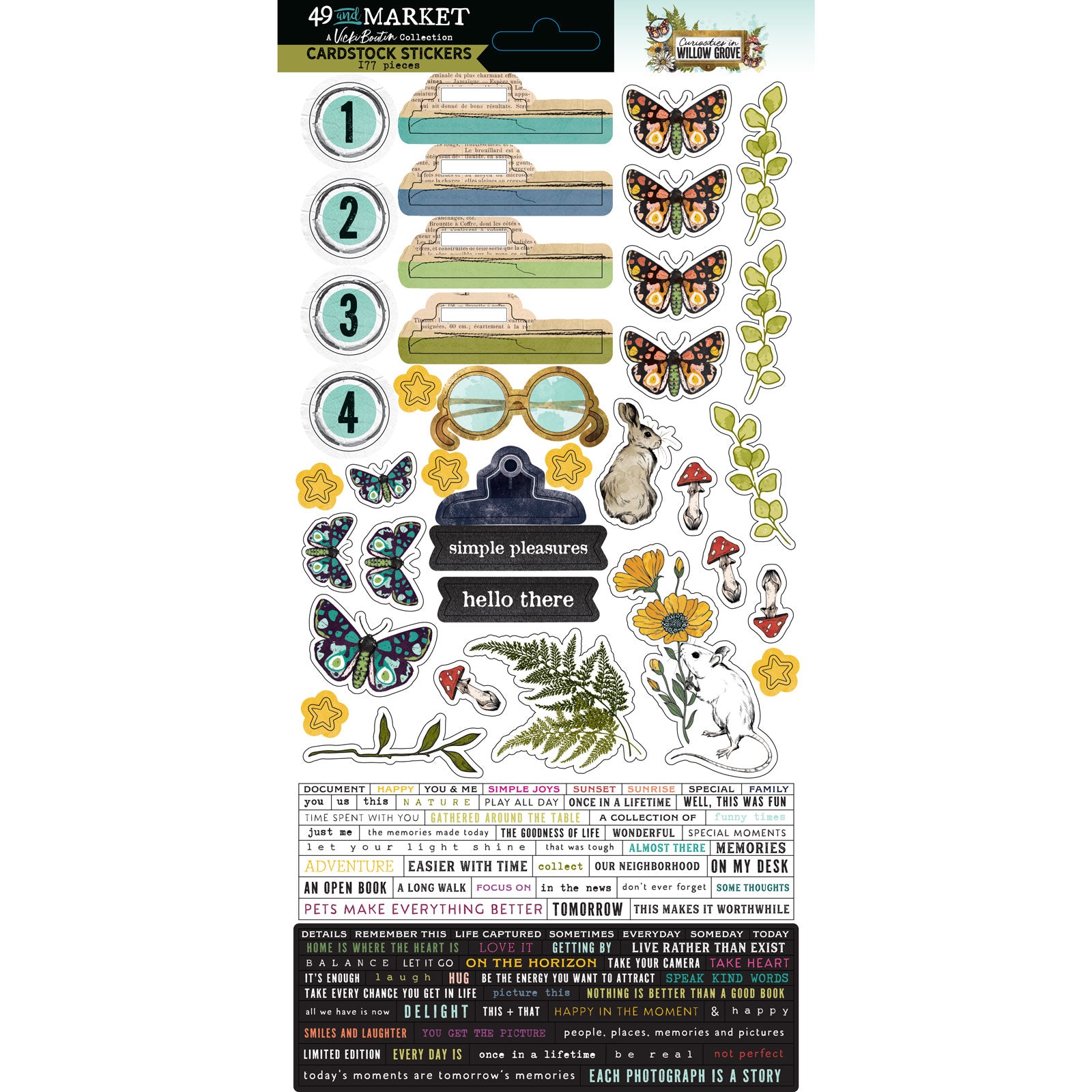 Curiosities in Willow Grove Cardstock Stickers