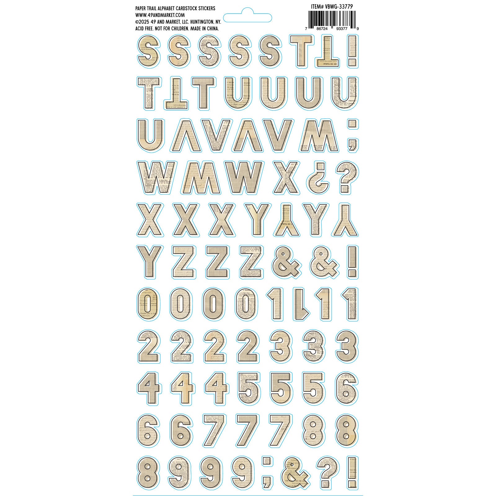 Paper Trail Alphabet Cardstock Sticker