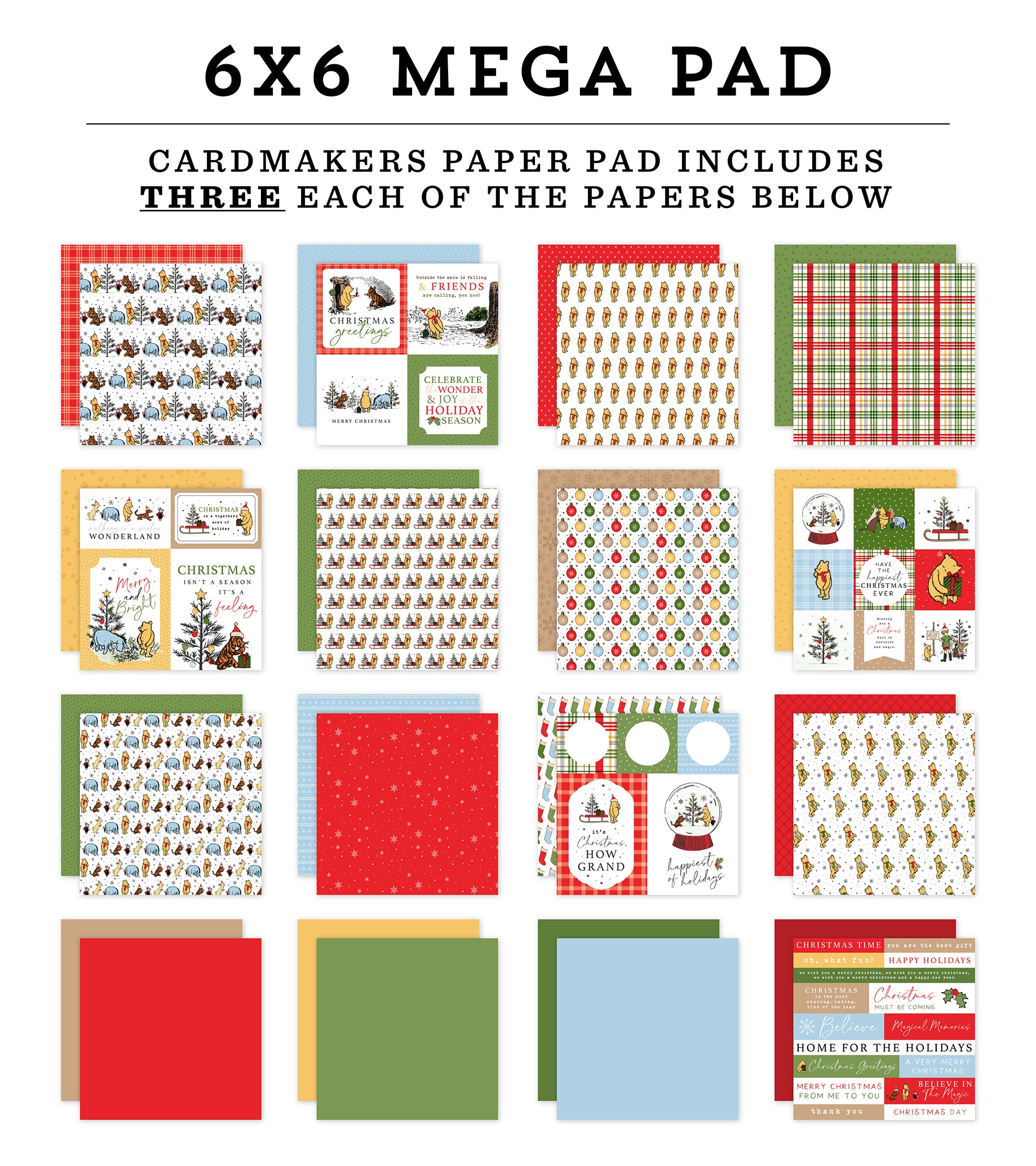 Winnie The Pooh Christmas Cardmakers 6X6 Mega Pad
