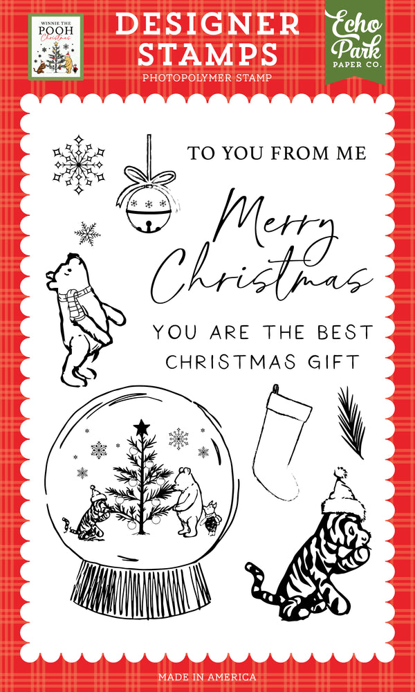 Winnie The Pooh Christmas Snow Globe Scene Stamp Set