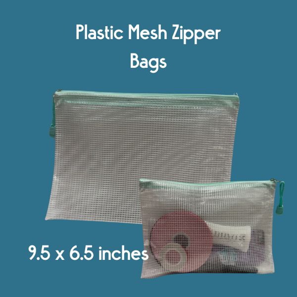 Plastic Mesh Zipper Bag with Teal Zipper