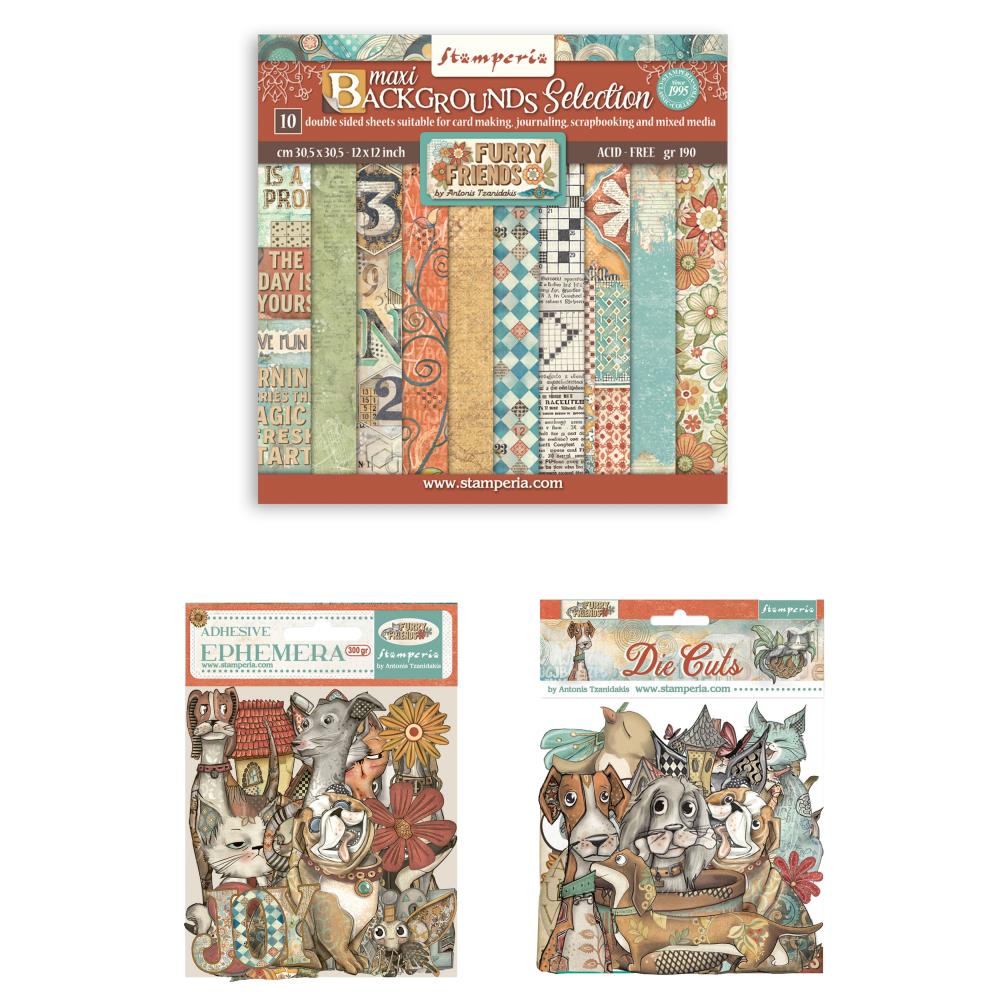 おすそ分けファイル♡ スタンペリア・Furry Friends♡ A5サイズ♡ Stamperia Furry Friends Bundle