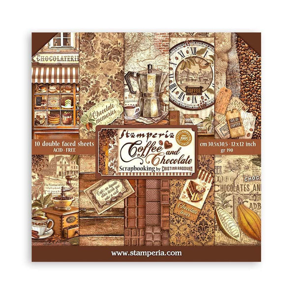 Coffee And Chocolate Stamperia Double-Sided Paper Pad 12"X12" 10/Pkg