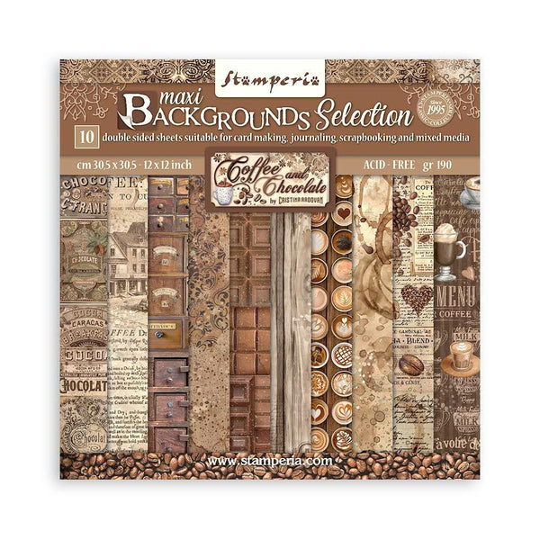 Coffee And Chocolate Stamperia Maxi Backgrounds Double-Sided Paper Pad 12"X12"
