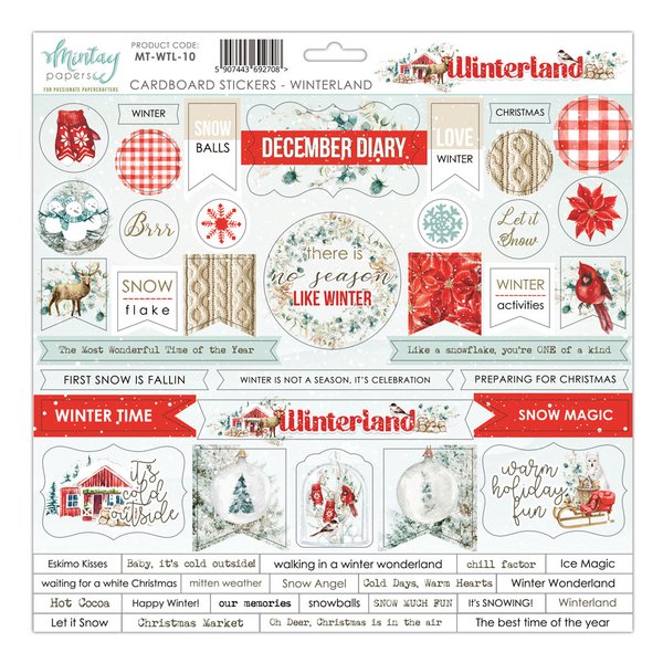 Winterland 12x12 Cardboard Stickers by Mintay Papers