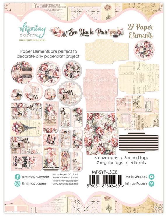 Mintay Papers  See You In Paris 27 Paper Elements